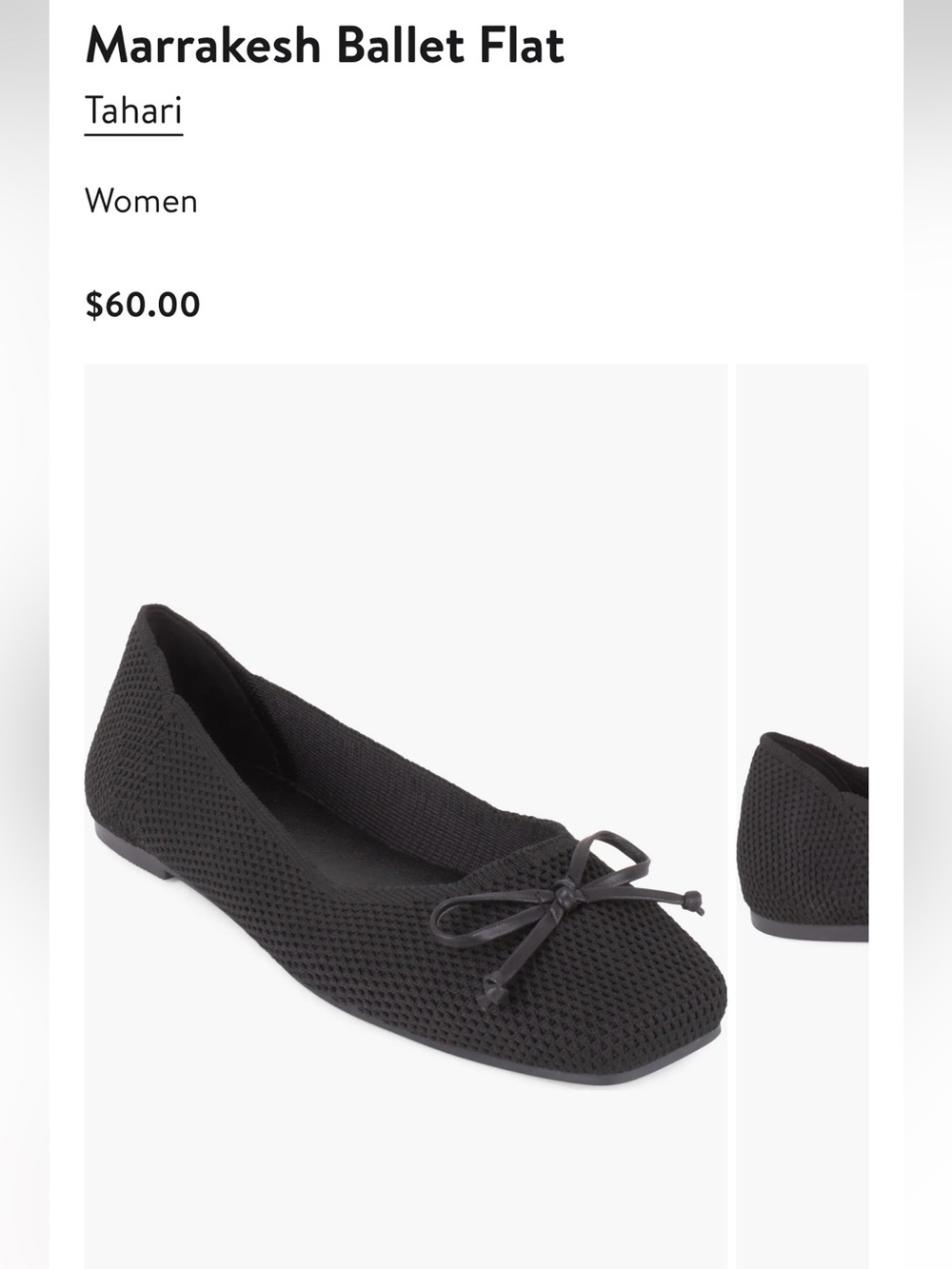 Tahari Black Knit Ballet Flat with Bow